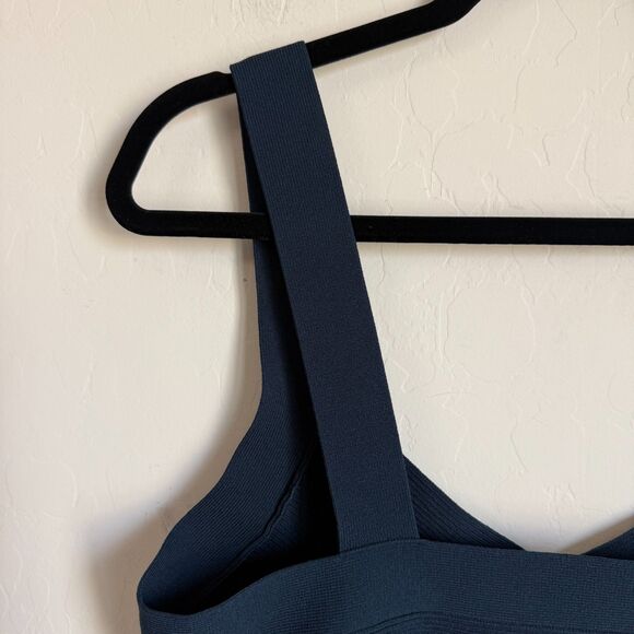 Aritzia Babaton XL Sculpt Knit Greek Tank Navy Blue Ribbed Shape Wear Boho Chic - Picture 11 of 16